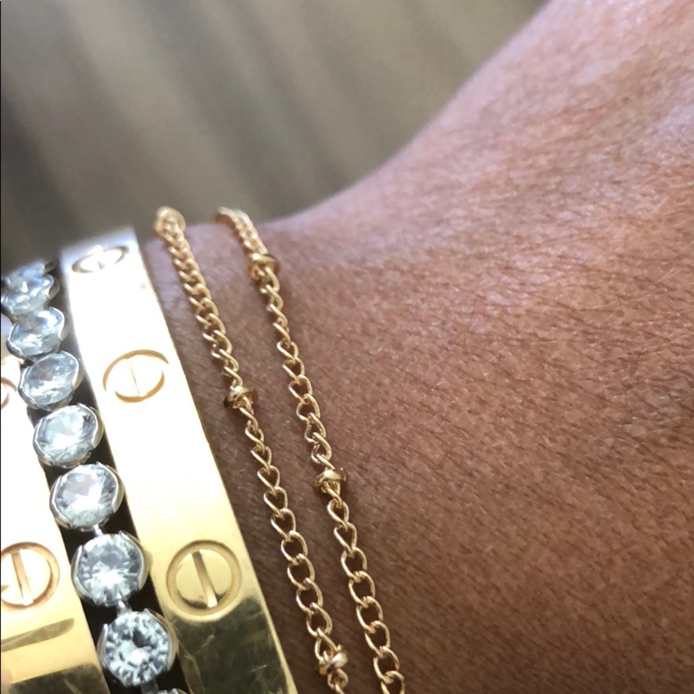 Gold Plated Double Layered Chain Bracelet... - Picture 2 of 4